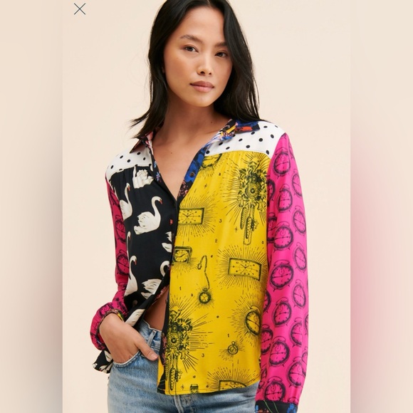 Anthropologie Tops - Maeve x Anthropologie Paz Contrast Button Down Shirt . Size Small. EUC.